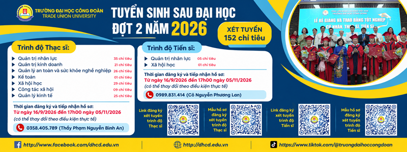 THÔNG BÁO TUYỂN SINH ĐÀO TẠO TRÌNH ĐỘ THẠC SĨ ĐỢT 2 NĂM 2026